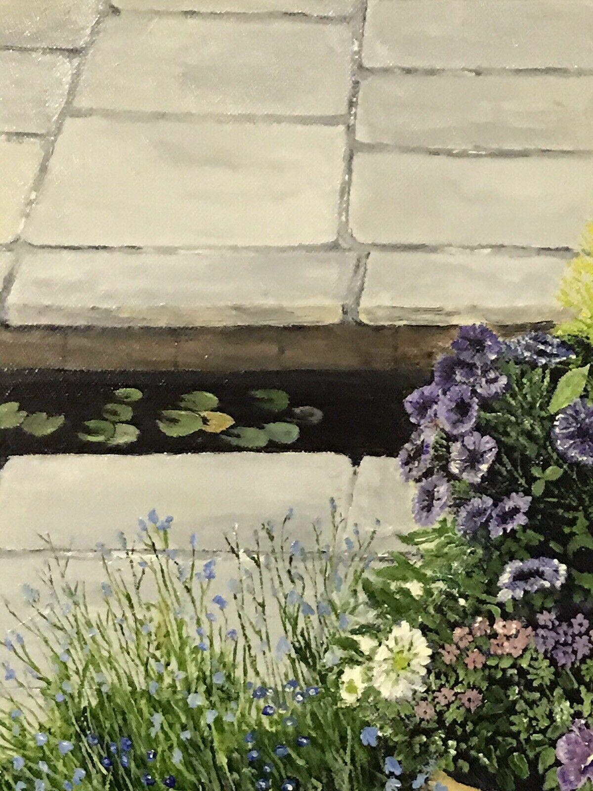 ROY MERRINGTON - FINE ENGLISH LARGE OIL - FLOWERS IN GARDEN POTS en vente 5