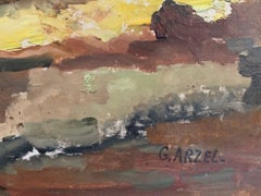 Mid Century French Windswept Landscape signed oil painting - fresh colours