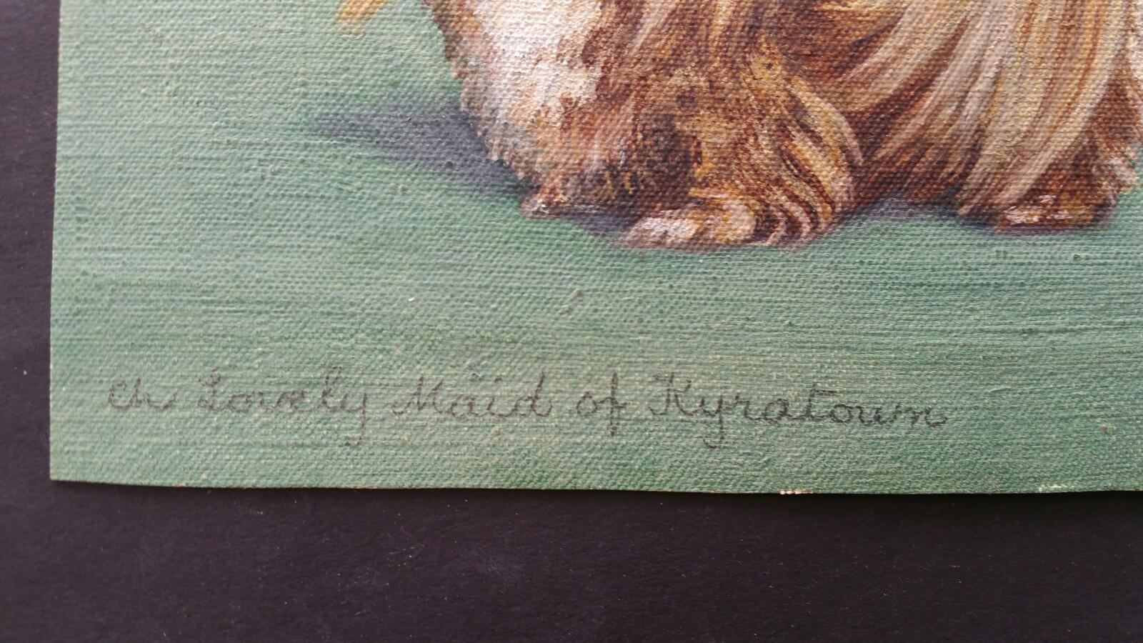 Peinture à l'huile de l'école anglaise du milieu du 20e siècle : chien pékinois - Impressionnisme Painting par Dorothy Alexandra Johnson