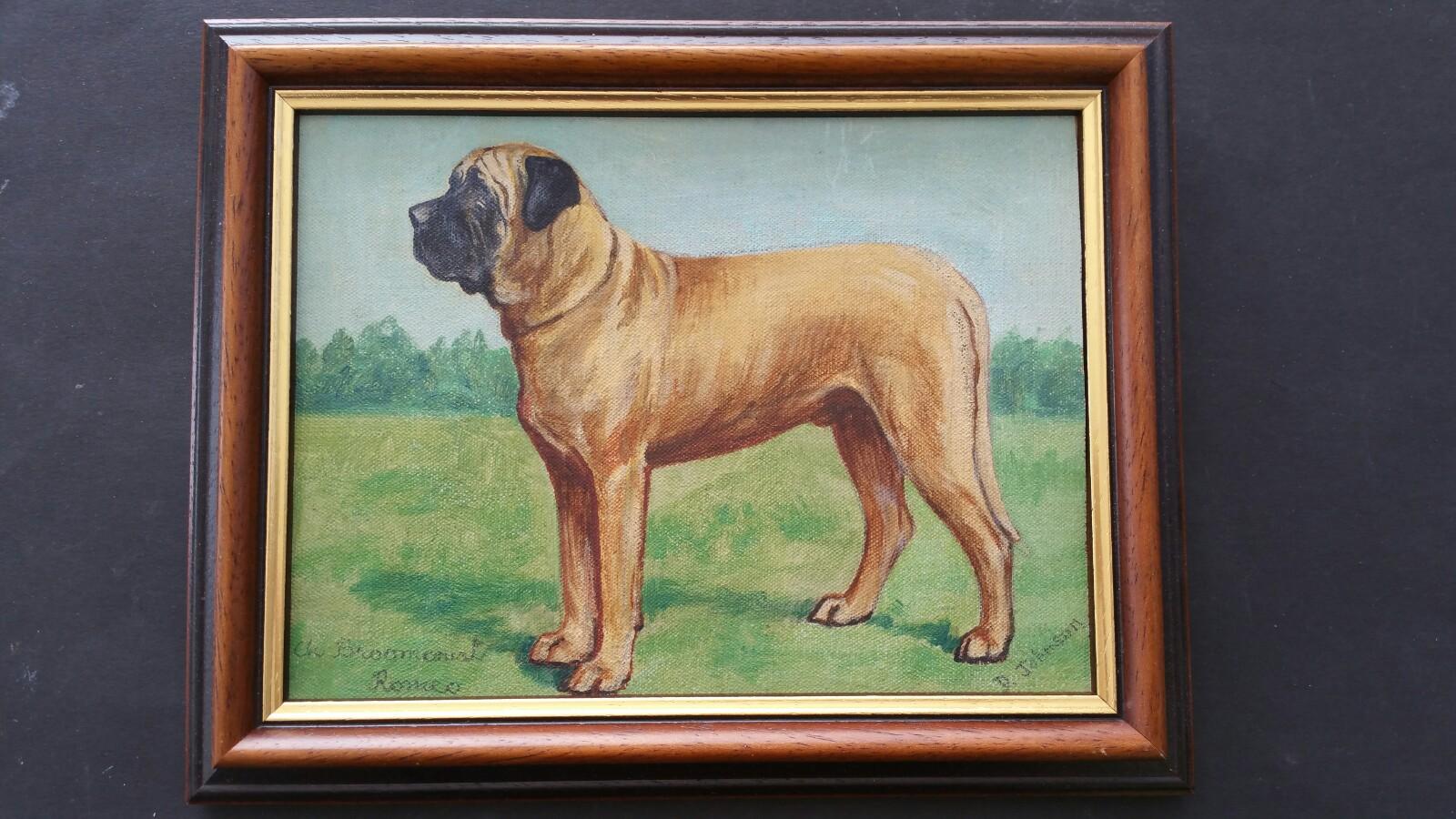 English School Mediados Siglo XX Óleo Mastín Broomcourt Romeo Perro - Painting Impresionista de Dorothy Alexandra Johnson