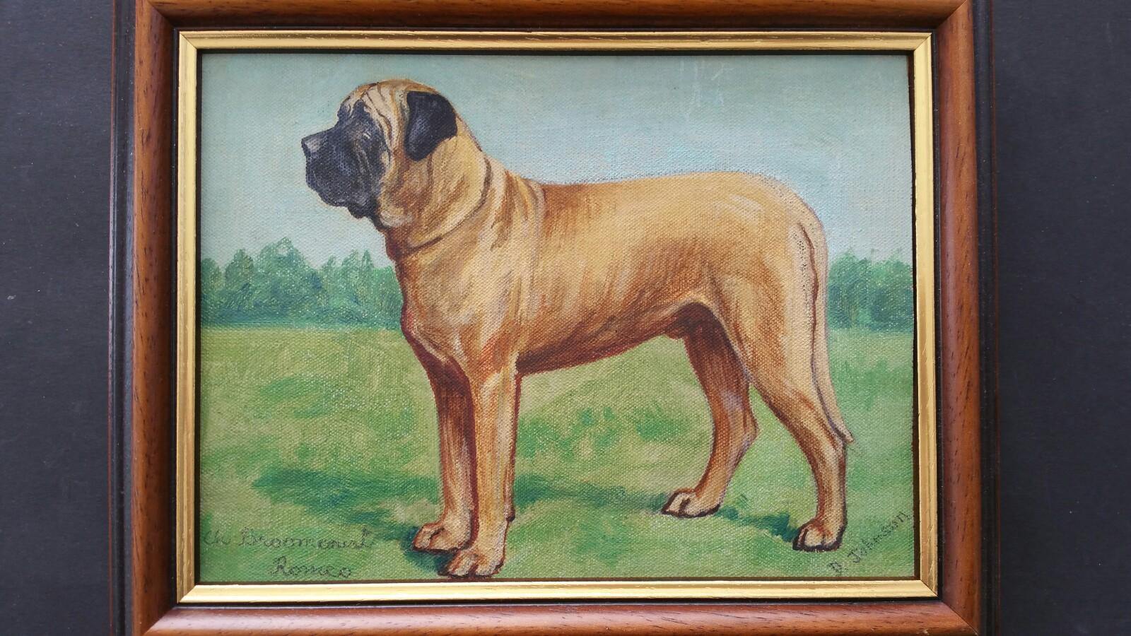 Dorothy Alexandra Johnson Animal Painting - English School Mid 20th Century Oil Painting Mastiff Broomcourt Romeo Dog
