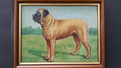 Antique English School Mid 20th Century Oil Painting Mastiff Broomcourt Romeo Dog