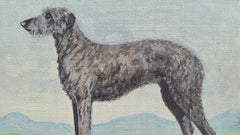 English School Mid 20th Century Oil Painting Deer Hound Dog Painting