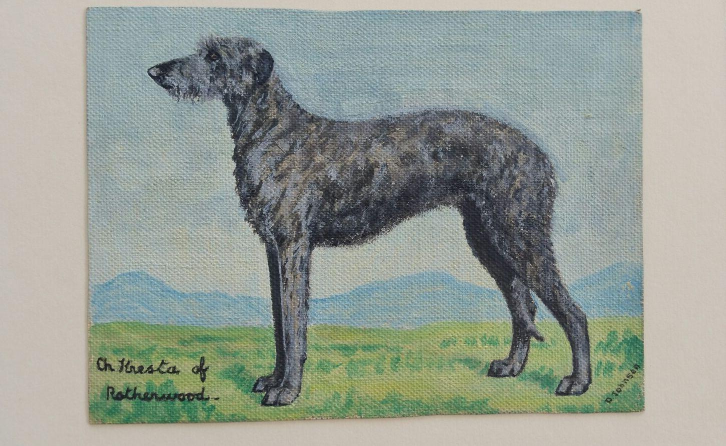 Dorothy Alexandra Johnson Animal Painting - English School Mid 20th Century Oil Painting Deer Hound Dog Painting