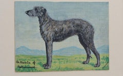 English School Mid 20th Century Oil Painting Deer Hound Dog Painting