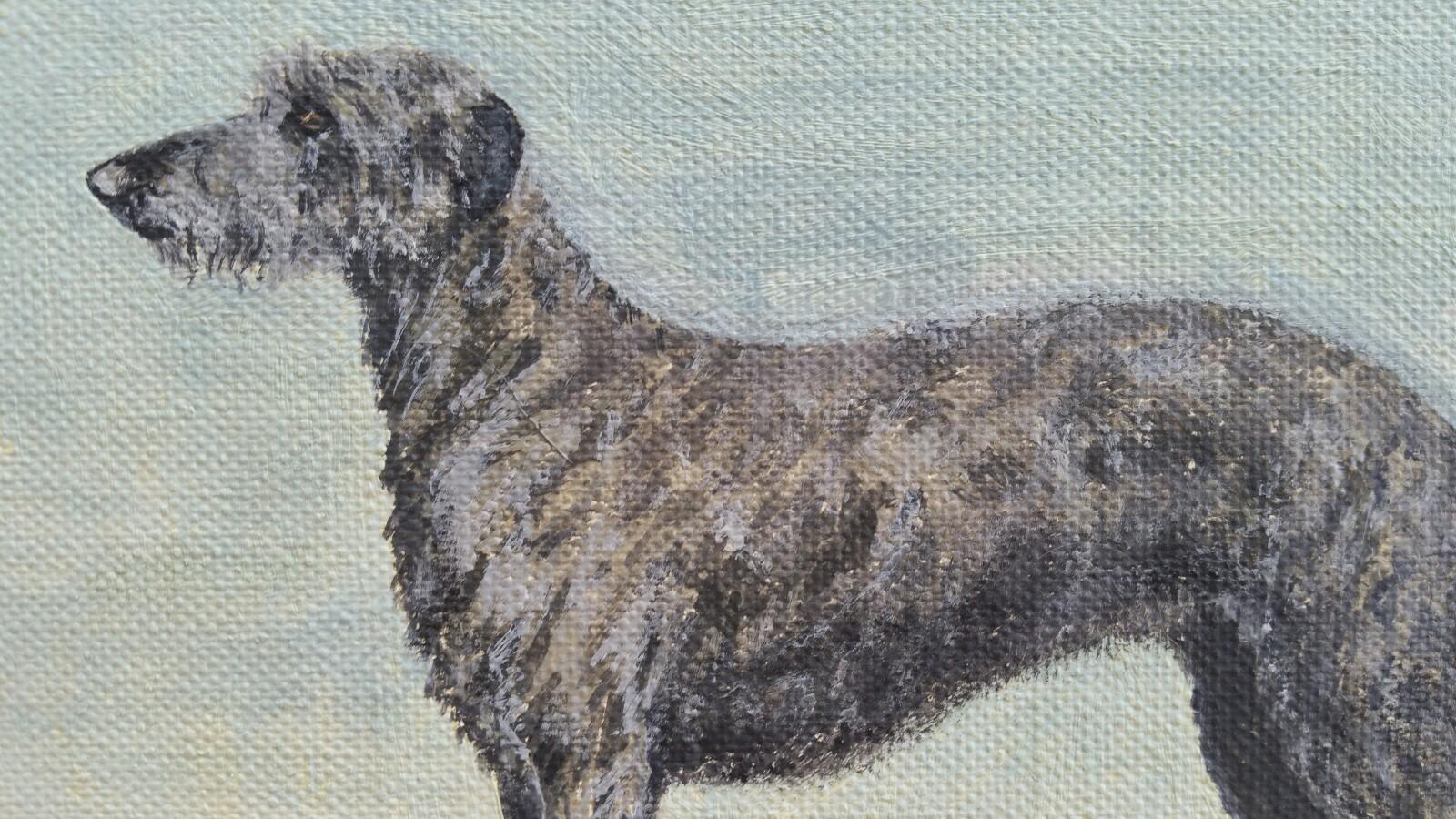 English School Mid 20th Century Oil Painting Deer Hound Dog Painting 2