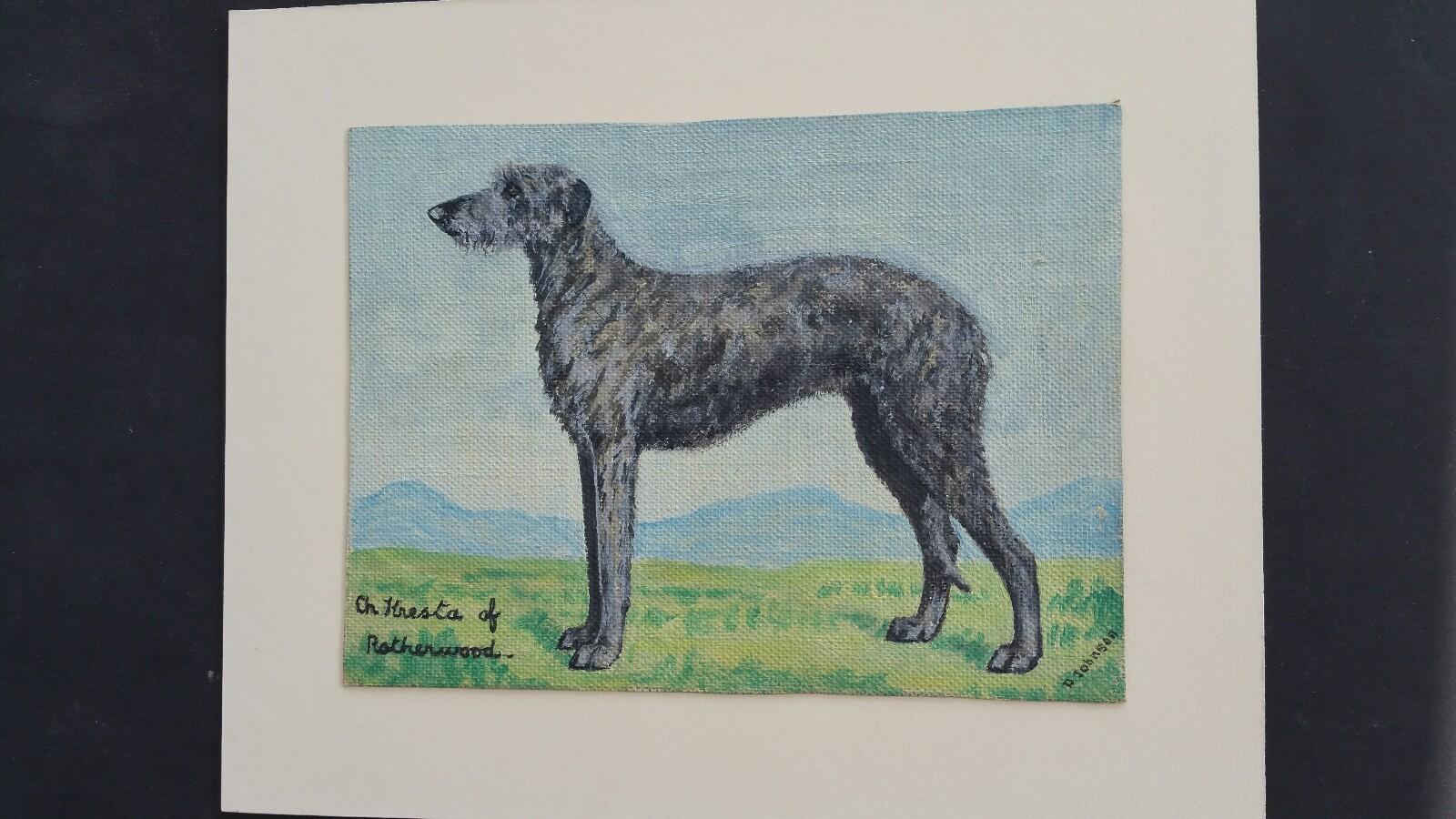 English School Mid 20th Century Oil Painting Deer Hound Dog Painting 3