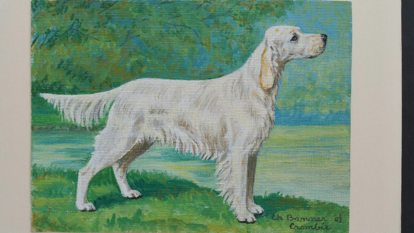 English School Mid 20th Century Oil Painting English Setter Dog Painting 1