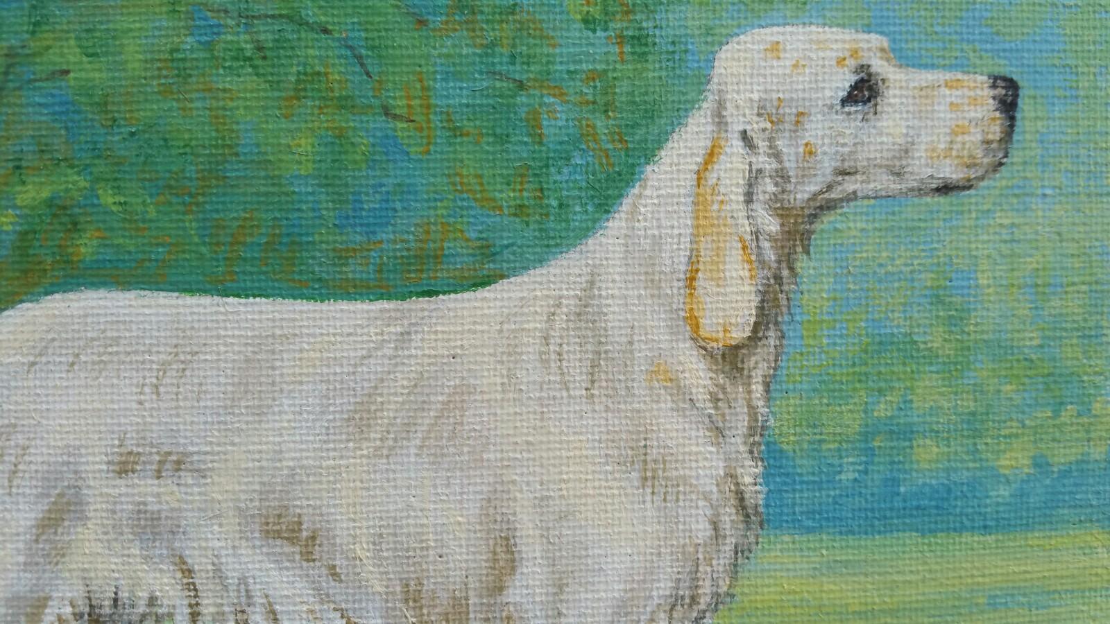 English School Mid 20th Century Oil Painting English Setter Dog Painting 4