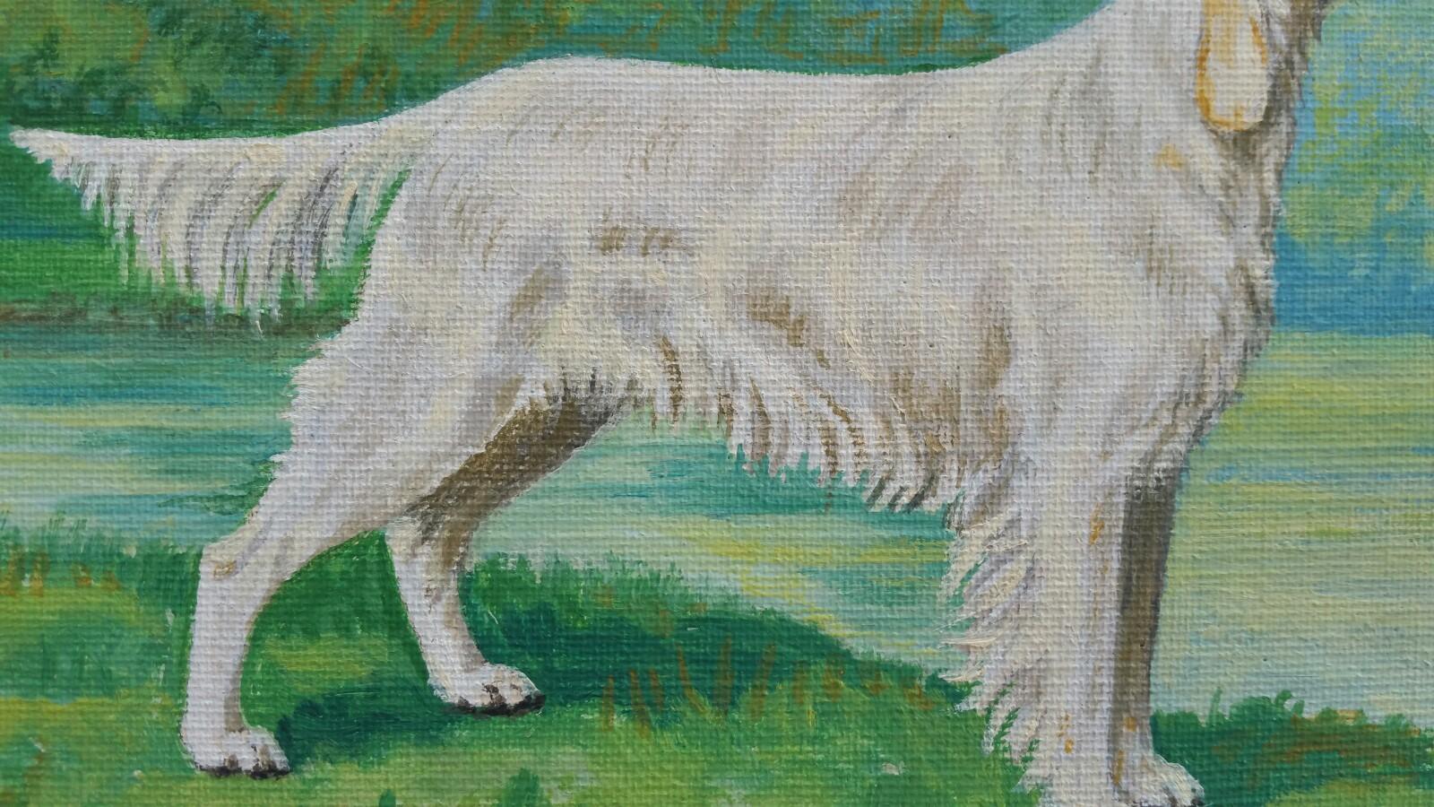 English School Mid 20th Century Oil Painting English Setter Dog Painting 5
