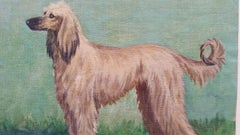 English School Mid 20th Century Oil Painting Afghan Hound Dog Painting