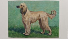 English School Mid 20th Century Oil Painting Afghan Hound Dog Painting