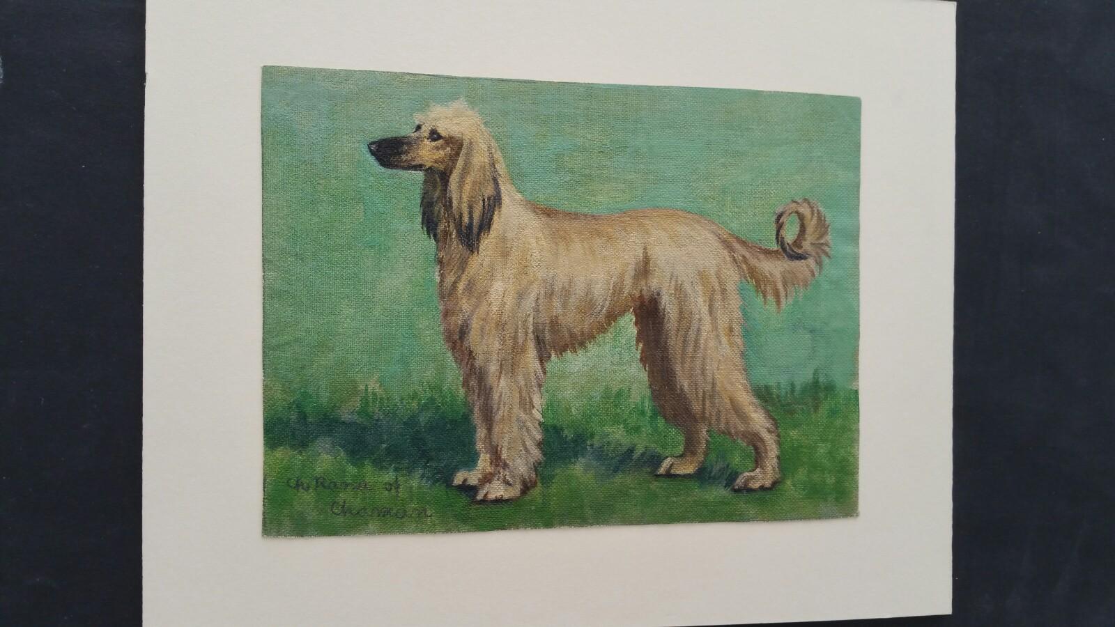 English School Mid 20th Century Oil Painting Afghan Hound Dog Painting 2