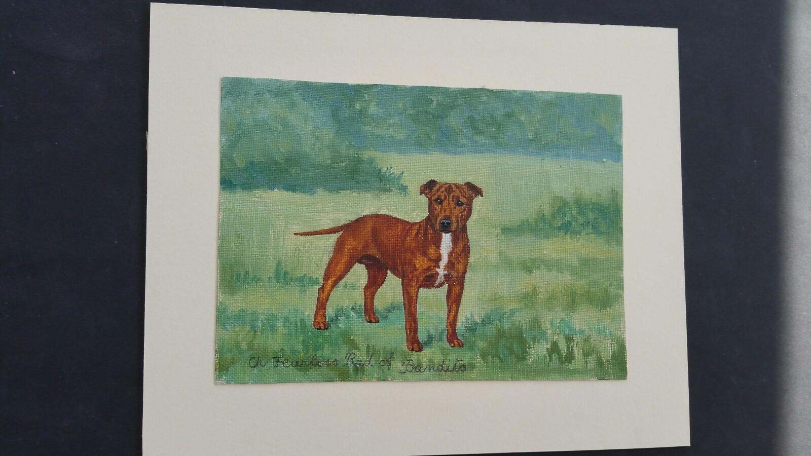 English School Mid 20th Century Oil Painting Staffordshire Bull Terrier Dog  For Sale 2