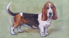 English School Mid 20th Century Oil Painting Basset Hound