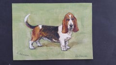 English School Mid 20th Century Oil Painting Basset Hound