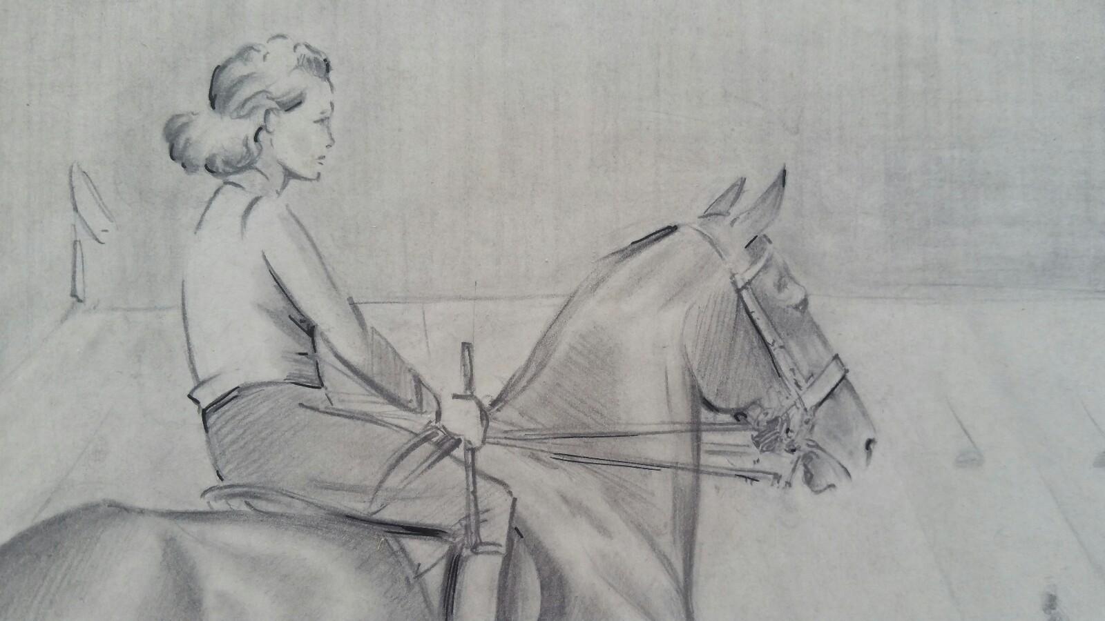 20th Century English 1930s Equestrian Sporting Art Lady on Horseback For Sale 2