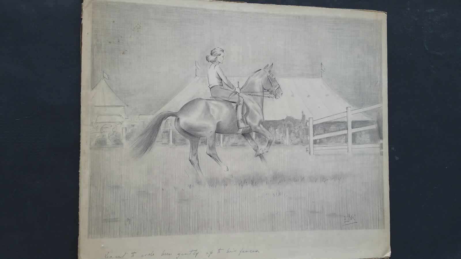 20th Century English 1930s Equestrian Sporting Art Lady on Horseback For Sale 3