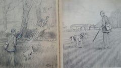 Vintage 1930s Pair of Sporting Dogs Shooting Country Pursuits Sporting Art