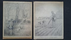 1930s Pair of Sporting Dogs Shooting Country Pursuits Sporting Art