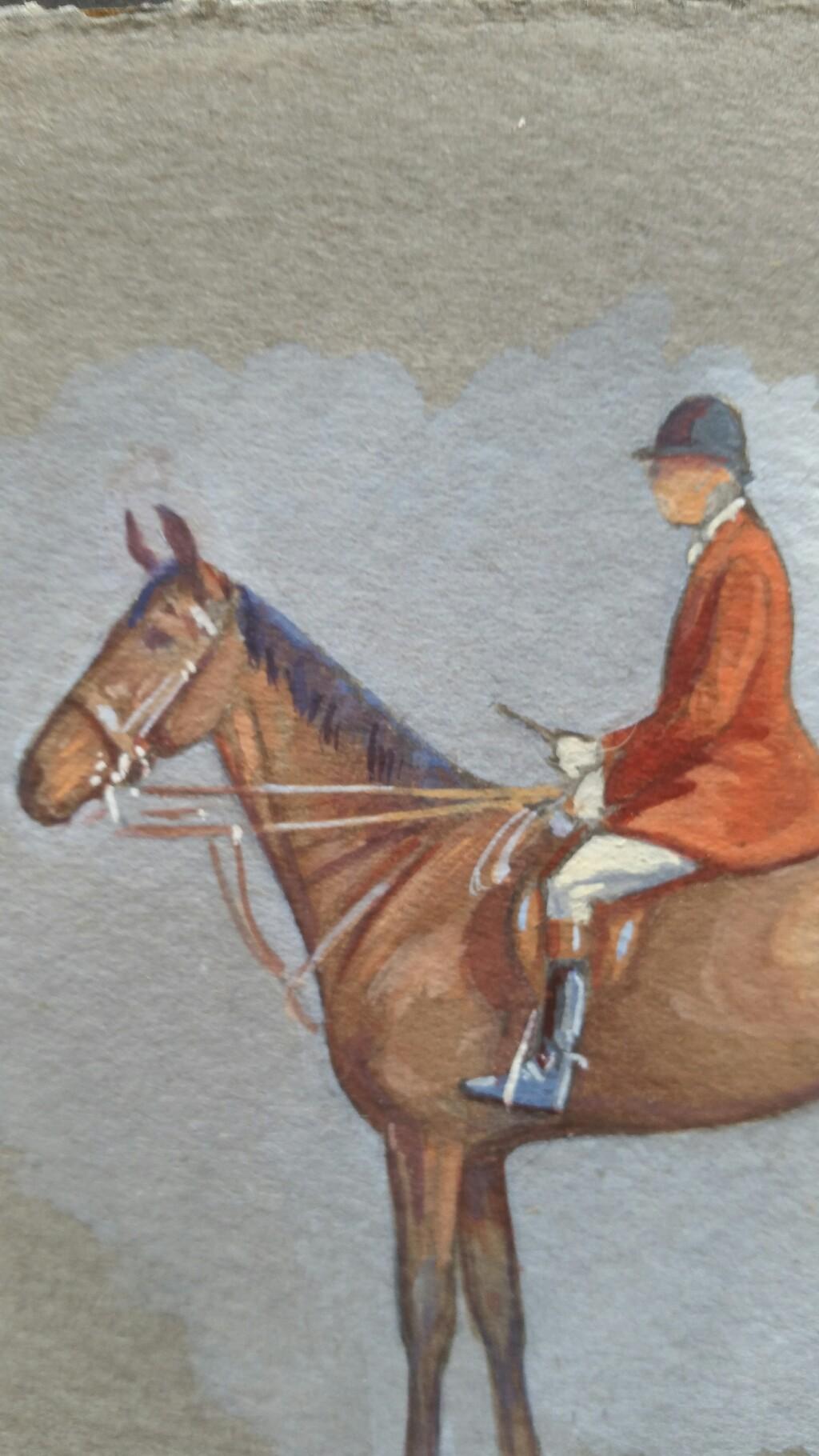 1930s Sporting Art Painting Equestrian Hunting Men and Horses 3