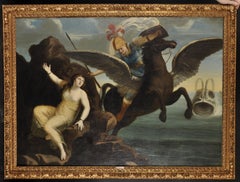 17th Century Huge French Old Master Painting Perseus on Pegasus with Andromeda