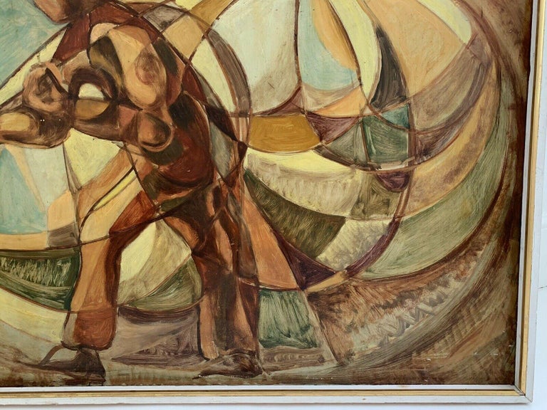1960's HUGE FRENCH CUBIST ABSTRACT OIL PAINTING - FIGURATIVE COMPOSITION For Sale 1