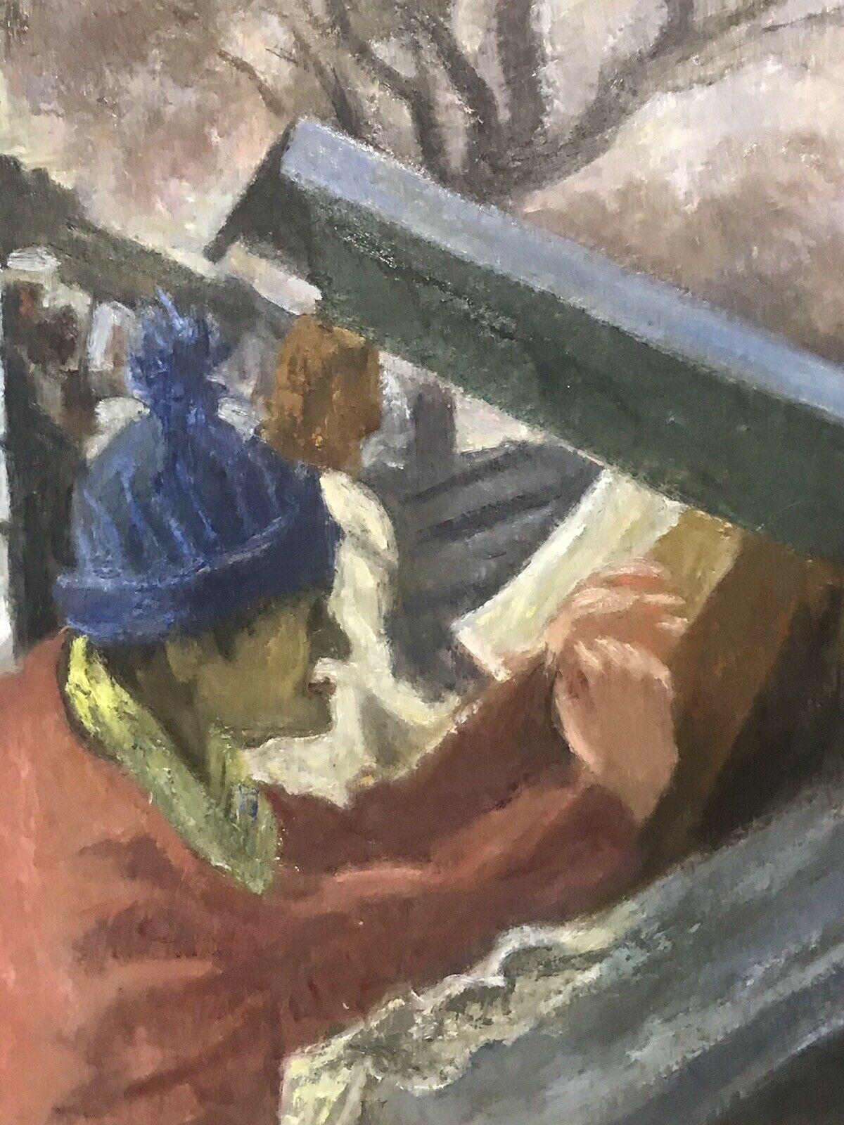 Pintura al óleo postimpresionista francesa firmada Bouquinistes Río Sena París en venta 1