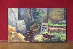 The Cottage Garden Sunny Colourful View - French Post-Impressionist Signed oil