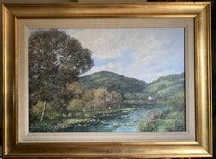 LARGE BRITISH SIGNED ORIGINAL OIL - SPRING TIME ON RIVER WYE