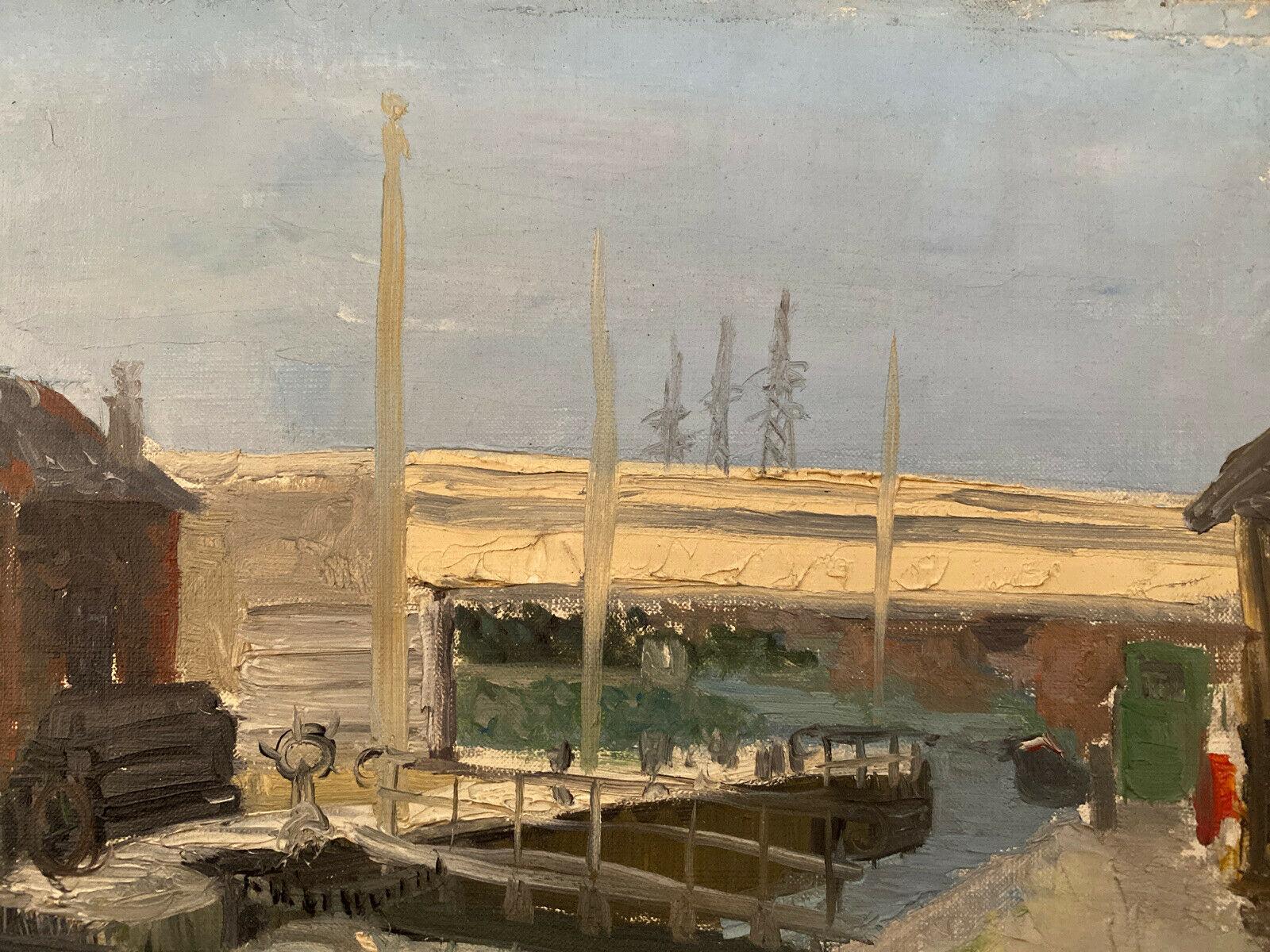 GENEVIEVE ZONDERVAN (1922-2013) ÓLEO IMPRESIONISTA FRANCÉS - ESCLUSA DEL CANAL en venta 3