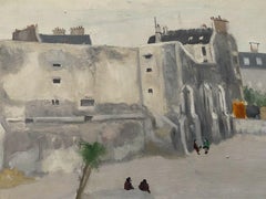 GENEVIEVE ZONDERVAN (1922-2013) FRENCH OIL PAINTING - OLD CITY BUILDINGS & FIGS