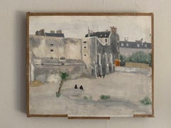 GENEVIEVE ZONDERVAN (1922-2013) FRENCH OIL PAINTING - OLD CITY BUILDINGS & FIGS
