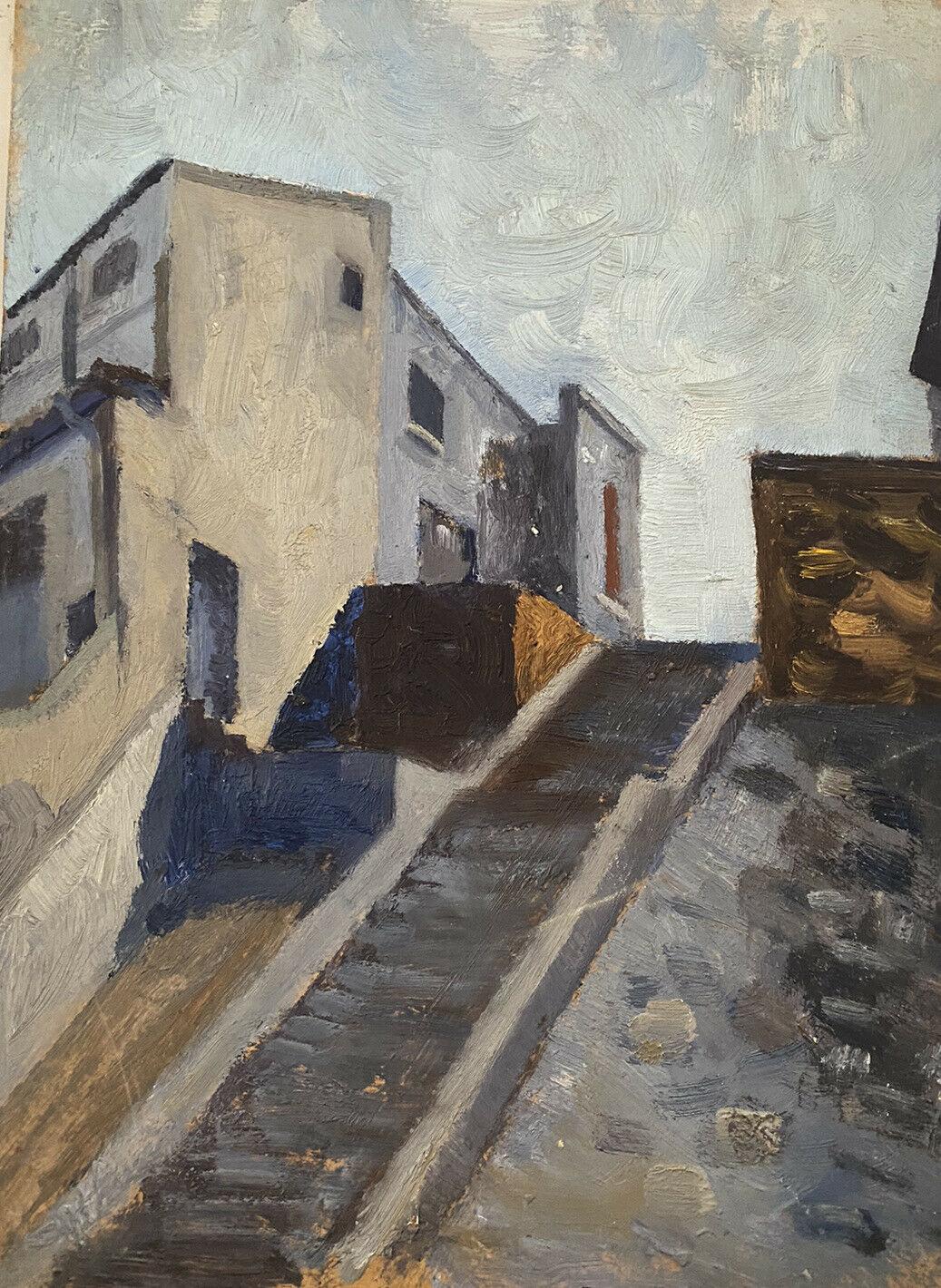 GENEVIEVE ZONDERVAN (1922-2013) Landscape Painting - MID CENTURY FRENCH OIL PAINTING - THE OLD CITY STEPS