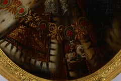 Paar britische Monarchenporträts, Ölgemälde, vergoldete Rahmen, 18. Jahrhundert