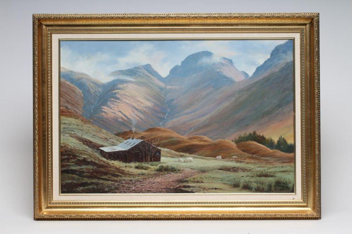 oil painting of lake district