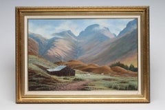 Paisaje del Distrito de los Lagos de Cumbria Pintura al óleo inglesa Vista panorámica abierta