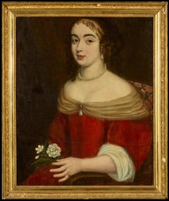 17. Jahrhundert Porträt Marquise de Grugière Feine aristokratische Dame, großes Öl