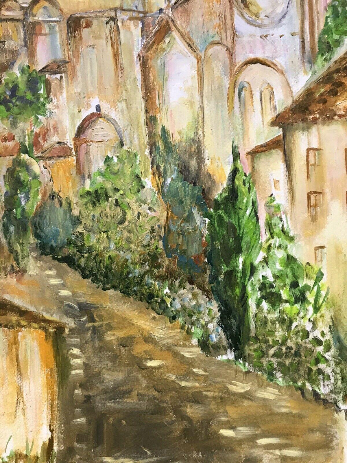 LARGE SIGNED FRENCH IMPRESSIONIST OIL - UZES TOWN/ PROVENCE in the Gard region - Impressionist Painting by Claudine  Riboulet 