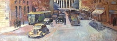 Huge Signed French Impressionist Oil - Bustling Parisian Street Vintage Scene