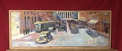 Huge Signed French Impressionist Oil - Bustling Parisian Street Vintage Scene