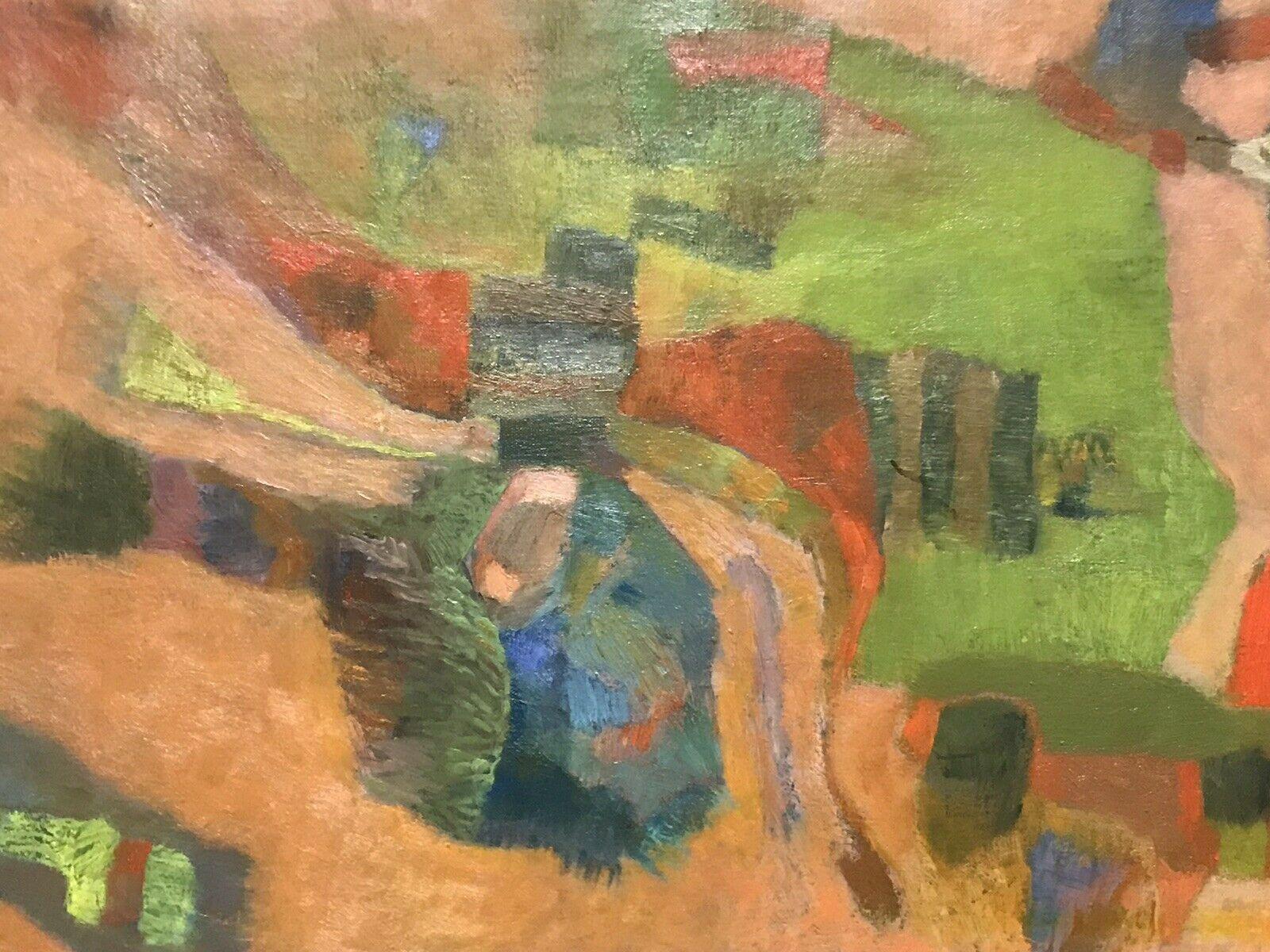 Pittura ad olio cubista francese firmata negli anni '50 - BELLISSIMI COLORI ARANCIO BLU VERDE - Painting Cubismo di ALBERT COSTE (1896-1985) 