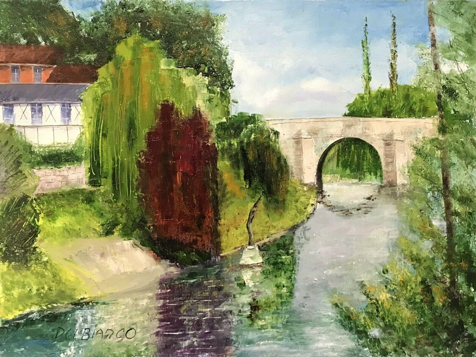 LOUIS DEL BIANCO (B.1925 Landscape Painting - TRANQUIL FRENCH IMPRESSIONIST RIVER LANDSCAPE SIGNED OIL - LOUIS DEL BIANCO