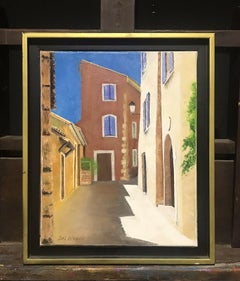 The Old Town Louis del Bianco French Street Scene Mediterranean Village Oil