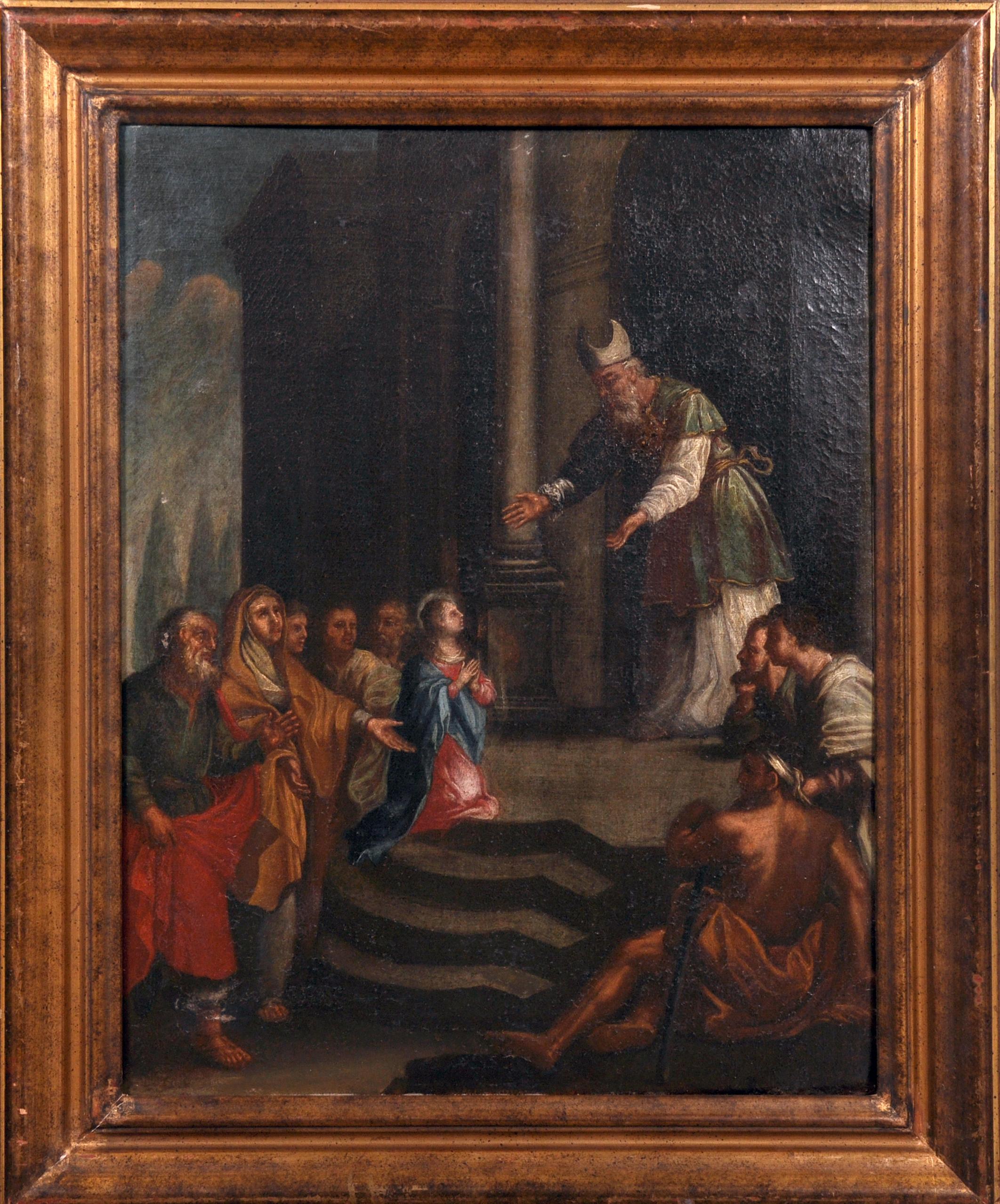 17th Century Italian Old Master Oil - Presentation of the Virgin in the Temple - Painting by Italian Master