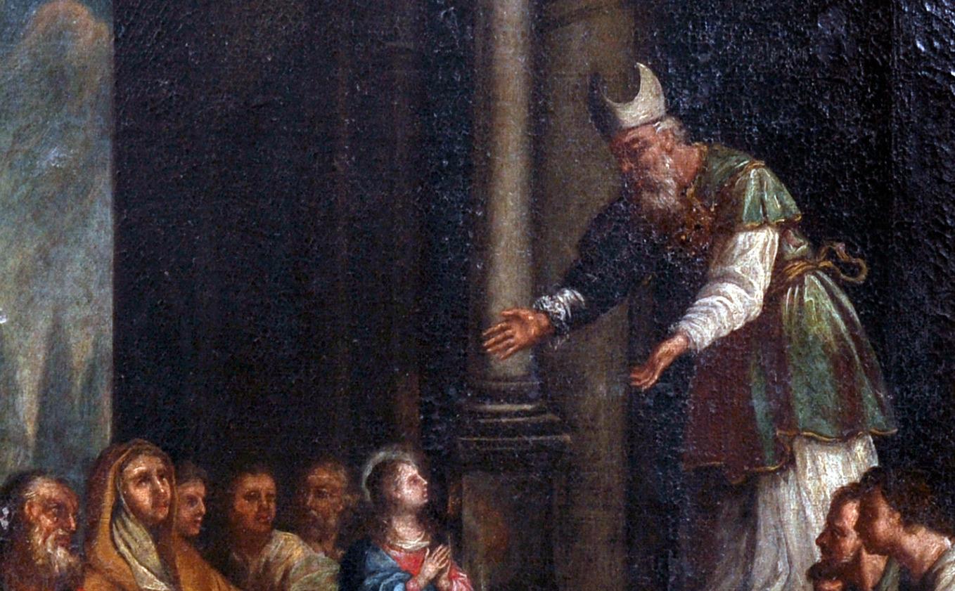 Olio antico italiano del XVII secolo - Presentazione della Vergine al Tempio - Painting Antichi maestri di Italian Master