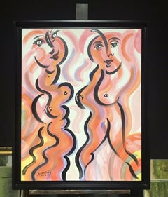 NICO ARVANITIDIS (N.1943) ENORME ÓLEO GRIEGO FIRMADO - DESNUDO FEMENINO OBRA MODERNISTA