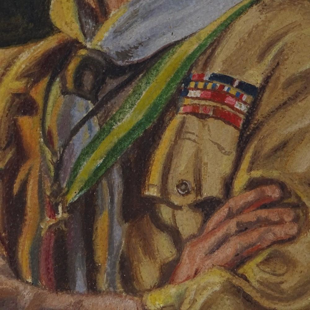 Lord Baden-Powell, Fine Portrait Oil Painting - Founder & Chief Scout - Brown Portrait Painting by C. C. Harding