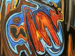 ORIGINAL 1970'S FRENCH PSYCHEDELIC ABSTRACT PAINTING - BEAUTIFUL COLORS