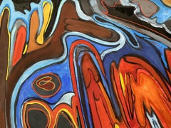 ORIGINAL 1970'S FRENCH PSYCHEDELIC ABSTRACT PAINTING - BEAUTIFUL COLORS